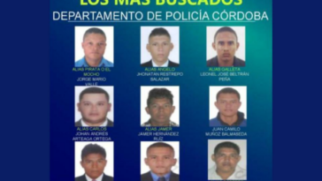 Córdoba: Policía revela el cartel de los nueve más buscados del 2023 en el departamento