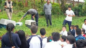 Estudiantes y Policías liberaron animales rescatados en zona rural de Sandoná, Nariño