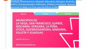 Once municipios de Cundinamarca se ven afectados por un corte de luz