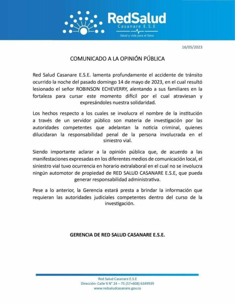 Vehículo de un funcionario público implicado en grave accidente en Yopal