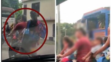 "¿Es sólo culpa de las autoridades?"  : dos adultos y cuatro niños en moto en Cali, sin casco