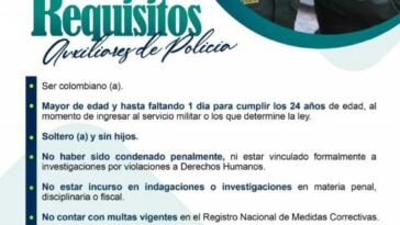 Abren convocatoria para prestar el servicio como auxiliar en la Policía