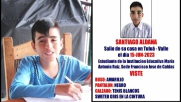 'Nunca llegó a casa de su amiga': Buscan a Santiago Aldana en Tuluá, Valle