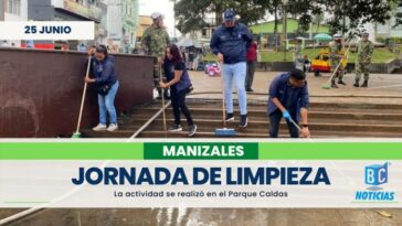 Realizaron jornada de limpieza del Parque Caldas para erradicar focos de inseguridad