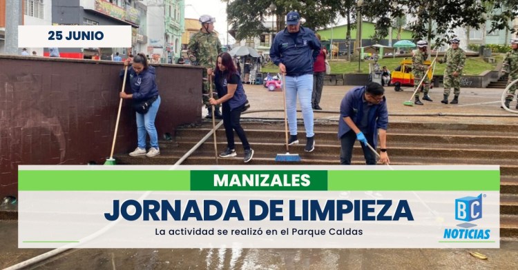 Realizaron jornada de limpieza del Parque Caldas para erradicar focos de inseguridad