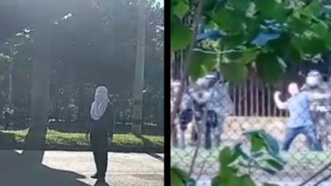 Video: civiles lanzaron a piedras a marchantes frente a la Policía y esta no intervino