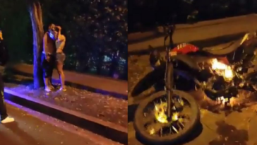 2 mujeres atracaron a niña y una turba las persiguió: les quemaron moto en que huían