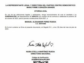 Centro Democrático escogió a Manuel Pérez Rueda como candidato a gobernador de Aruaca