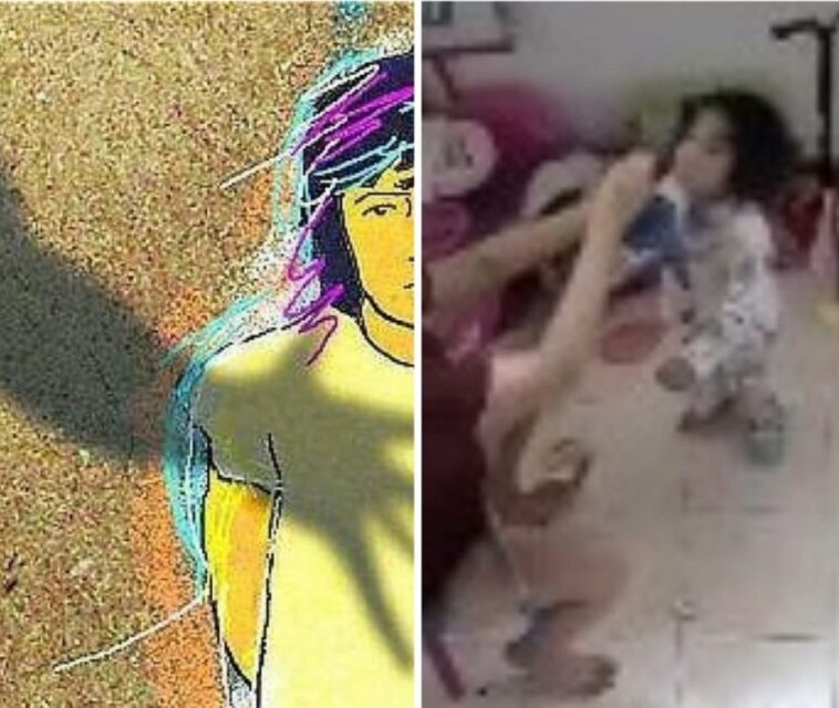 En video registraron golpiza que una mujer le dio con un palo a su hijastra de 4 años