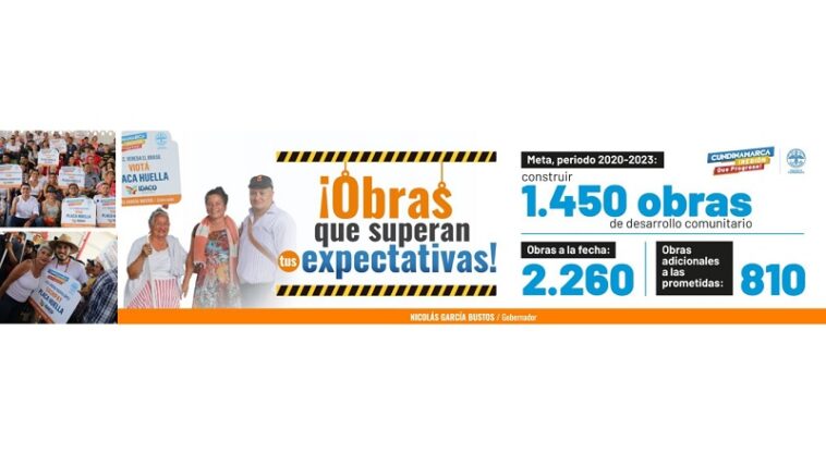 Gobernación de Cundinamarca supera ampliamente la meta de obras prometidas, con más de 800 proyectos adicionales ejecutados