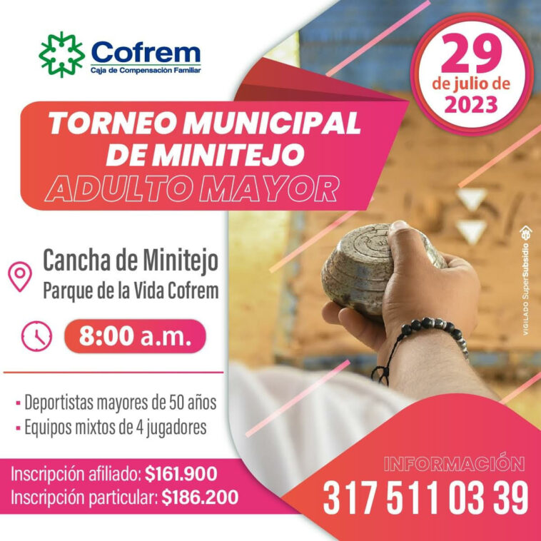 Inscribase al torneo municipal de minitejo adulto mayor este sábado en Cofrem