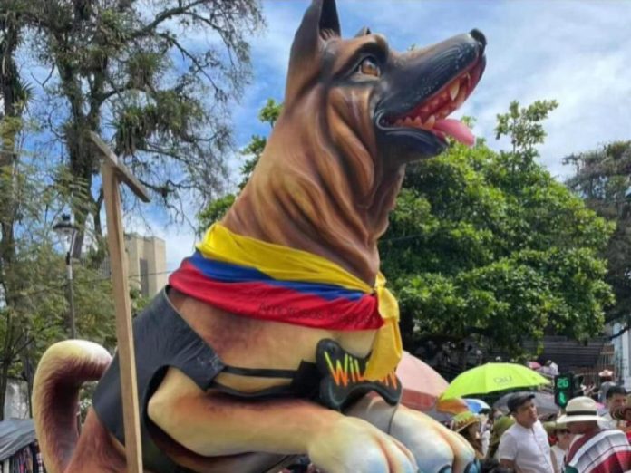 La gran figura del perro Wilson que artistas nariñenses llevaron a Ibagué