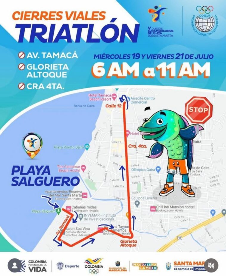 ¡Atención! Habrá cierre de vías por triatlón de los Juegos Suramericanos de Playa 