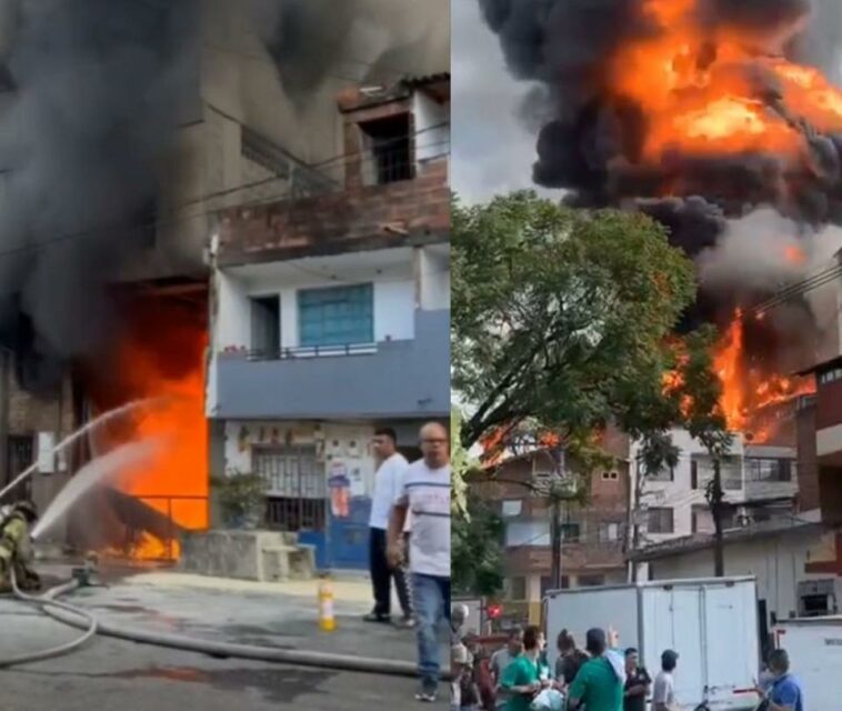 Incendio en una fábrica de thinner en Medellín deja 4 personas lesionadas