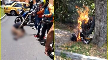 La comunidad atrapó a presunto ladrón, le quitaron la ropa y le quemaron la moto