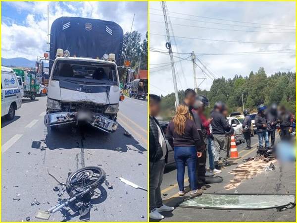 Autoridades están en el sitio tratando de establecer las responsabilidades de este trágico accidente que apagó la vida de Stiven, iba en moto.