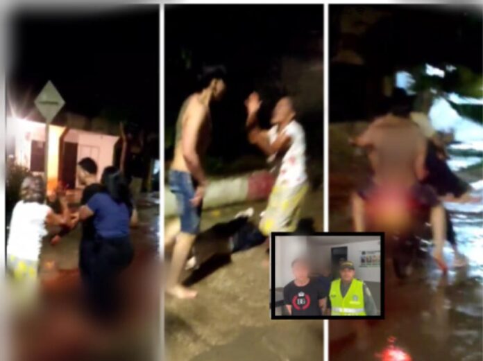 Tras riña de vecinos: dos capturados, un herido, una niña llorando al ver la pelea en Sabanalarga
