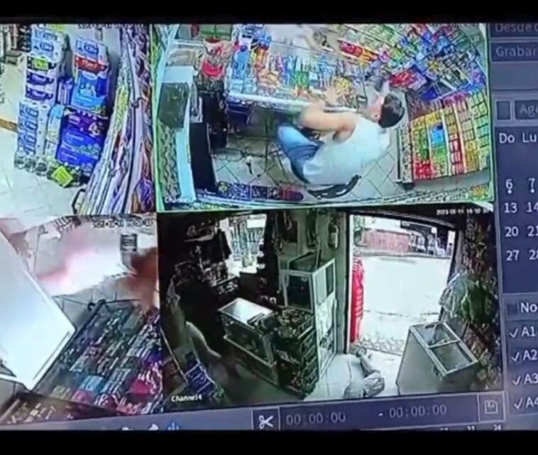 Video: resultó herida por bala perdida cuando compraba en un supermercado de Medellín