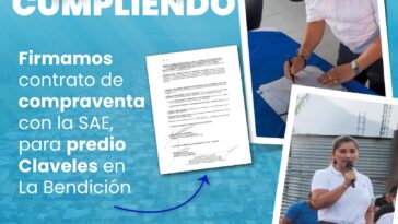Administración Municipal firmó contrato de compraventa para predio Los Claveles en La Bendición
