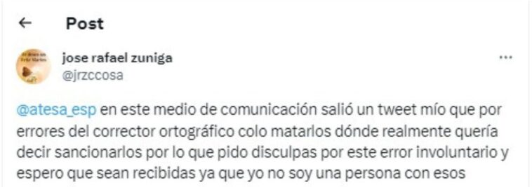 Amenazas contra trabajadores de Atesa habría sido un error del autocorrector