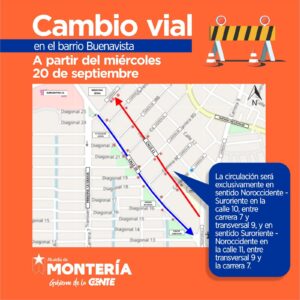 Cambio vial en el barrio Buenavista a partir del 20 de septiembre