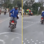 Denuncian imprudencia de motociclista en Tumaco: iba manejando de espaldas