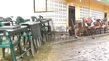 Entre agua y lodo está un colegio en Tuchín; estudiantes con clases paralizadas y sin ayuda