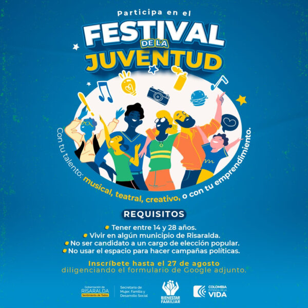 Este jueves 7 de septiembre, Festival de la Juventud en Risaralda