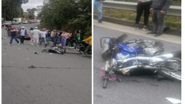Fuerte accidente en la carretera en Túquerres, carro y moto involucrados