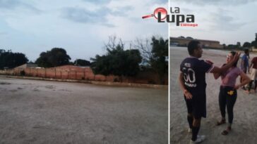 Muro de cerramiento de la cancha de fútbol en la I.E San Juan del Córdoba amenaza con caerse