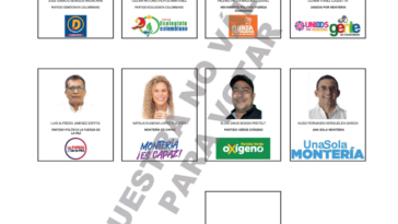 Tarjetón oficial: conozca cómo aparecen los candidatos a la Alcaldía de Montería
