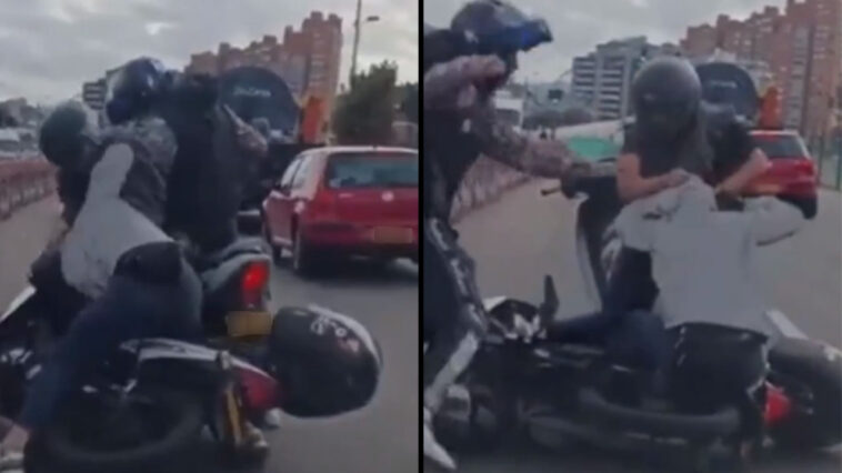 Mujeres en motocicletas se agarraron en una vía de Bogotá