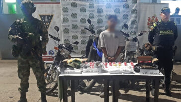 Capturados cargar armas y alucinógenos en Antioquia