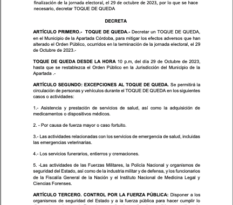 Declaran toque de queda en el municipio de La Apartada tras escrutinios