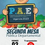 Segunda Mesa Pública Departamental del Programa PAE, se llevará a cabo este viernes 03 de noviembre 