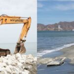 Suspenden las obras que buscaban frenar agresiva erosión en playa de Santa Marta