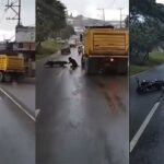 Video: Motociclista en Medellín se salvó de milagro de ser arrollado por una volqueta