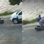 Video: intentó ayudar a dos mujeres que se cayeron en moto y causó grave daño