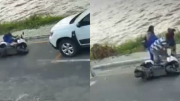Video: intentó ayudar a dos mujeres que se cayeron en moto y causó grave daño