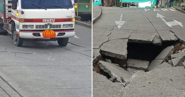 Desmoronamiento del pavimento en la calle quinta de La Tebaida