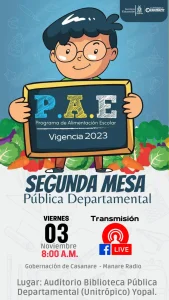 Este viernes: Segunda Mesa Pública Departamental del Programa PAE