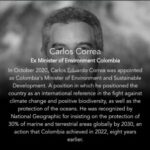 Exministro Correa, nuevamente uno de los 100 latinos más comprometidos con la acción climática