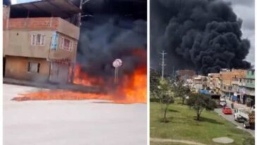 Gran incendio en Meissen, empezó en un fábrica y las llamas salieron hasta la calle