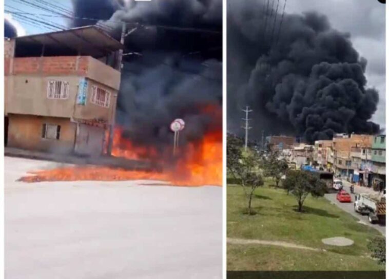 Gran incendio en Meissen, empezó en un fábrica y las llamas salieron hasta la calle