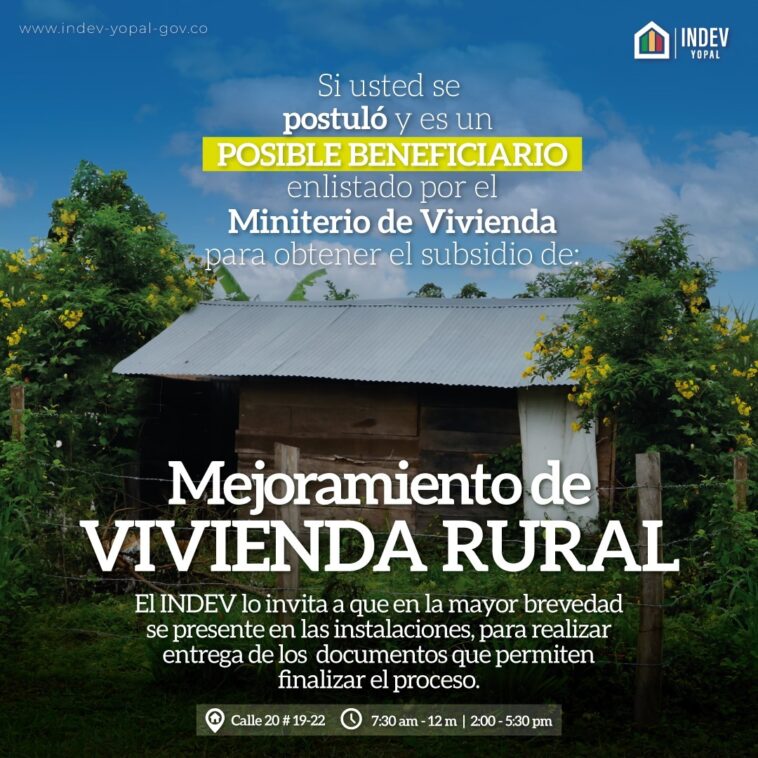 INDEV invita a beneficiarios del proyecto de mejoramiento rural, a que presenten la documentación requerida para continuar con el proceso
