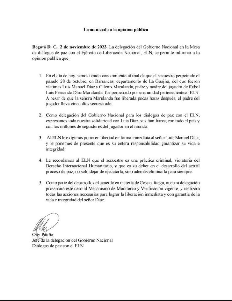 Padre de Luis Diaz fue secuestrado por el ELN