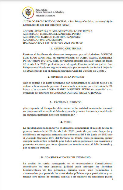 Por desacato a tutela gerente regional de Mutual Ser debe pagar arresto y multa