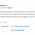 Problemas técnicos en Bancolombia generan descontento entre sus usuarios