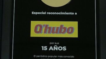 Q'Hubo recibe reconocimiento por sus 15 años Q’HUBO sigue celebrando sus 15 años por todo lo alto.
