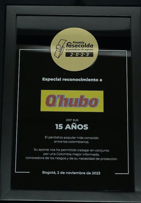 Q'Hubo recibe reconocimiento por sus 15 años Q’HUBO sigue celebrando sus 15 años por todo lo alto.